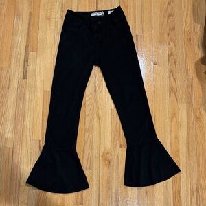 Black Flared Velvet Cropped Pants